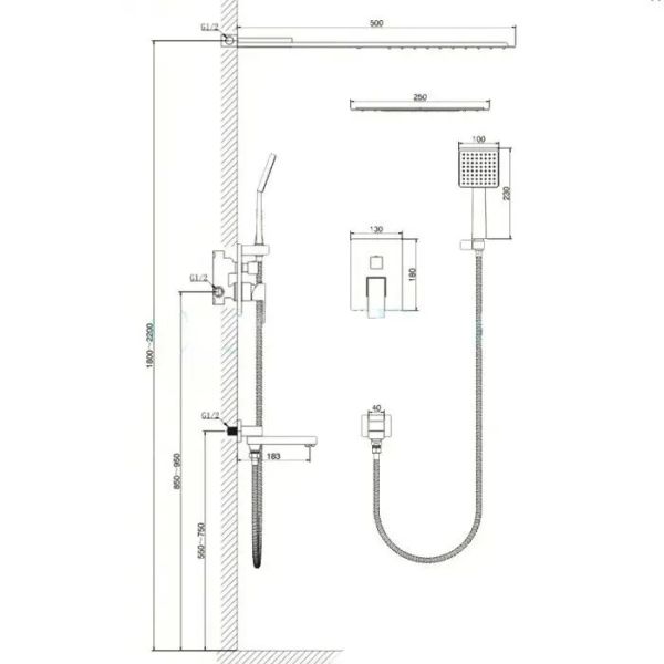 Kern 7095  Встраиваемый душевой комплект хром