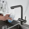 Смеситель для кухни Shevanik S468T с подключением фильтра питьевой воды, SUS304, оружейная сталь