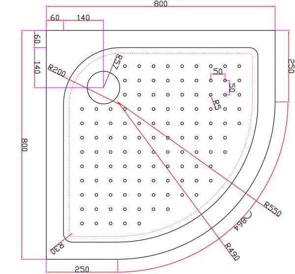 АКРИЛОВЫЙ ПОДДОН CEZARESTRAY-A-R-80-550-15-W