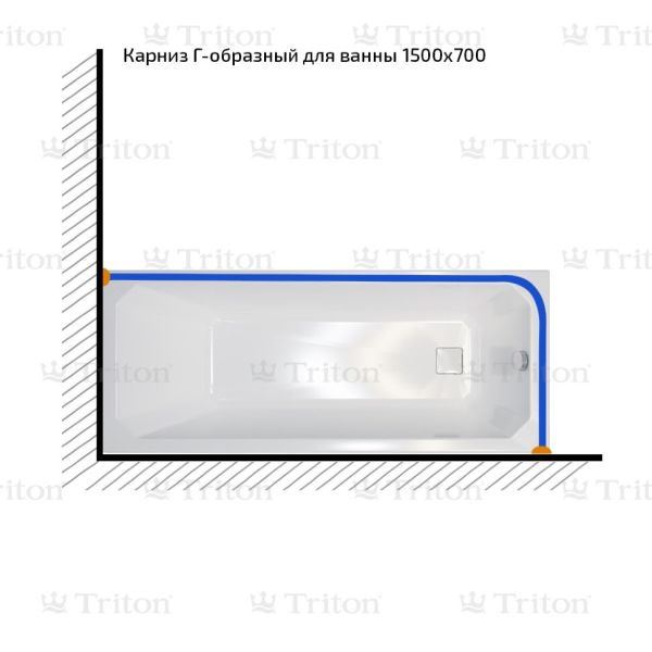 ТРИТОН. Карниз Г-образный 1500*700 мм нержавеющий, Щ0000052838