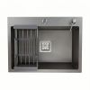 Мойка врезная AGATA B5050-AS Графит 50х50 см с квадратным  отверстием 1,0 мм, глубина 220 мм сифон, каландер, дозатор.