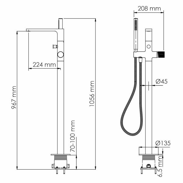 Смеситель напольный для ванны Wasserkraft Ems 7621 золото
