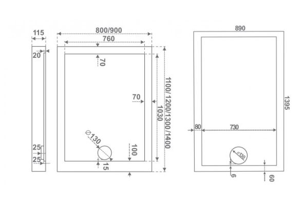Поддон ПУЭРТА (Олимпик) 1200х900 без слива н-п