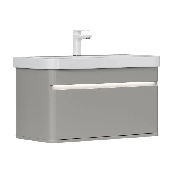 Тумба подвесная EQUIL Elegante 80.2Y tpELGNT80.1Y Амарок/Белый tpELGNT80.1Y (9595)-25.27 с раковиной Nice (9595-80)-25.27