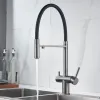 Смеситель для кухни Shevanik S178T с подключением фильтра питьевой воды, оружейная сталь