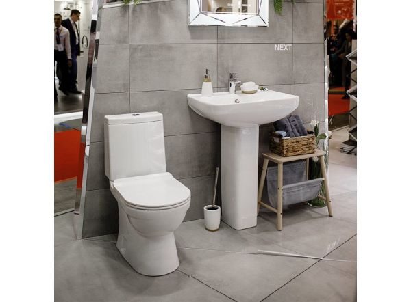 SANITA LUXE. Унитаз-компакт Quadro Slim SL DM двухрежимный белый (сиденье дюропласт с микролифтом тонкое,  QDRSLCC01151022