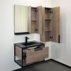 COMFORTY. Тумба-умывальник Бонн-75 дуб темный с  раковиной COMFORTY 75E черная матовая