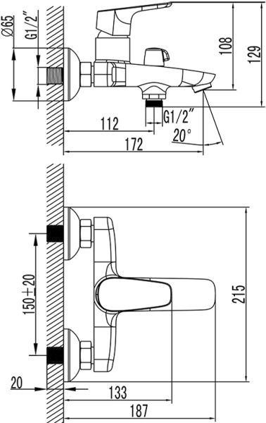 Смеситель  Zodiac ZODSB02I02WA для ванны Iddis
