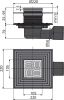 Сливной трап 105*105/50/75мм подводка боковая, решетка и фланец из нержавейки, воротник-2х уровневая изоляция, гидрозатвор-сухой и мокрый.