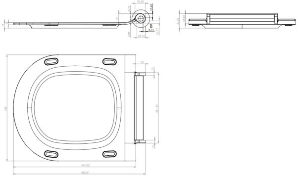 CITY Сиденье дюропласт Микролифт тонкое белое 36,5*45,2 Cersanit