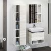 Тумба-умывальник Прага-60 дуб белый с серой столешницей, с раковиной COMFORTY 9055RA-50 4147131