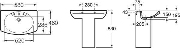 ROCA DAMA SENSO Раковина 58х46 327512000