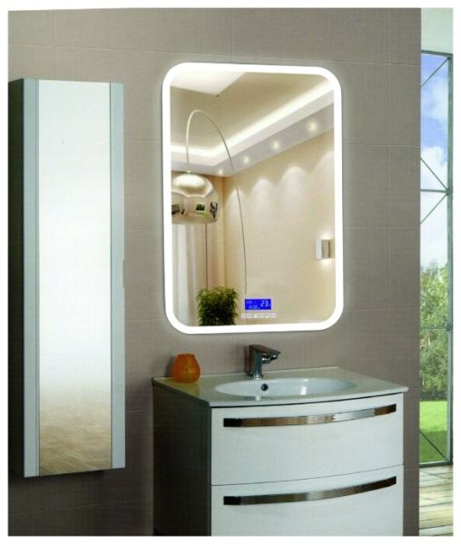 Зеркало Glamour LED 685х915 с сенсором и часами ЗЛП172