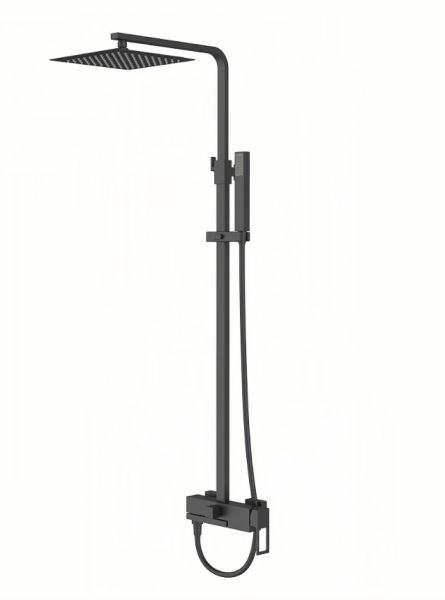 LUCE Душевая стойка со смесителем для ванны, верхним и ручным душем, чёрный LUC-VSCM-NERO BelBagno