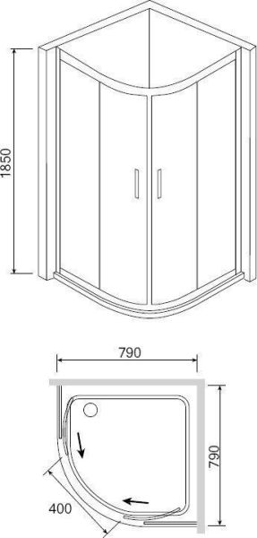 Душевой уголок 80*80*185 RGW CL-51Полукруг/Хром/Шиншила/5мм(765-790)*(765-790) Easy