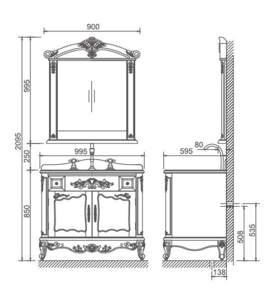 BF 8218 Комплект мебели (995х595х2065) Classic white SSWW BF 8218 Германия