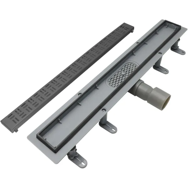 Душевой трап (лоток) BelBagno Uno BB-LD-UNO-70-GM 70 см, с решеткой, перфорированный, оружейная сталь матовый