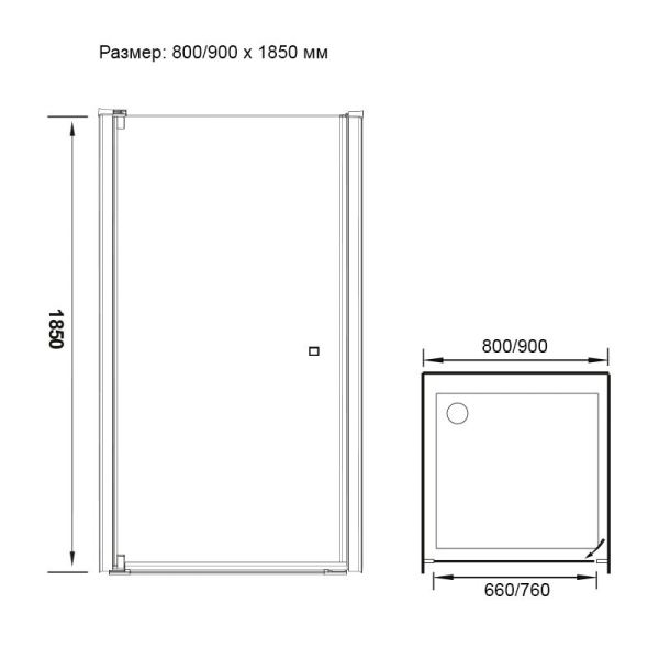 Veconi Душевая дверь VN-57 Арт VN-57 Арт.VN57-90-01-19C2 Стекло прозрачное/6 мм