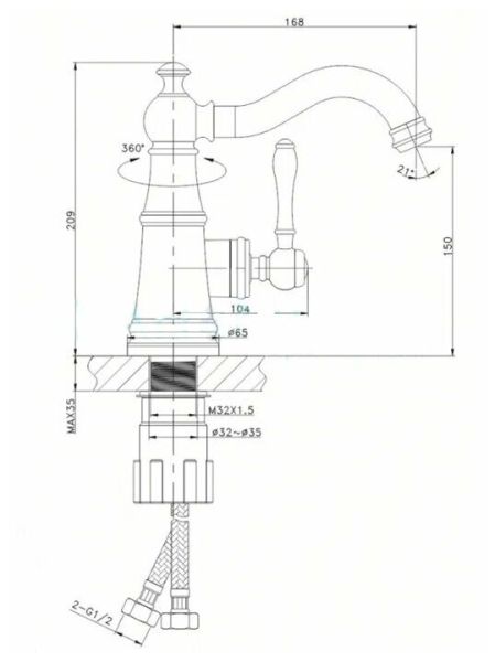 Kern 1024 Смеситель для раковины бронза