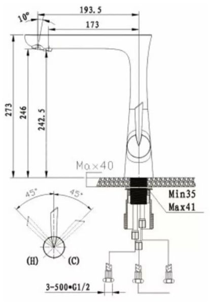 Kern 2065  Black Смеситель для кухни с подключением фильтра питьевой воды чёрный