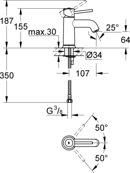 BauClassic Смеситель для  Раковины хром   GROHE 23162000