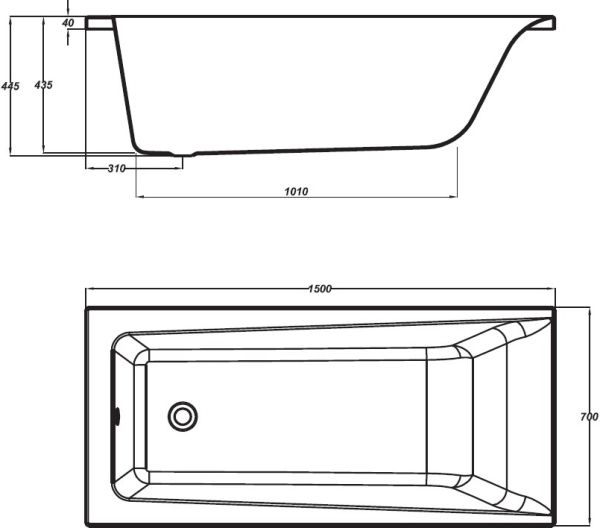 LORENA Ванна прямоугольная 150*70 ультра белый без ножек  Cersanit