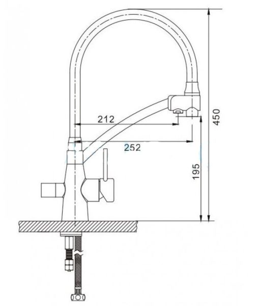 Kern 2094  Matt Gun Смеситель для кухни с подключением фильтра питьевой воды,  вороненная сталь., гибкий излив .