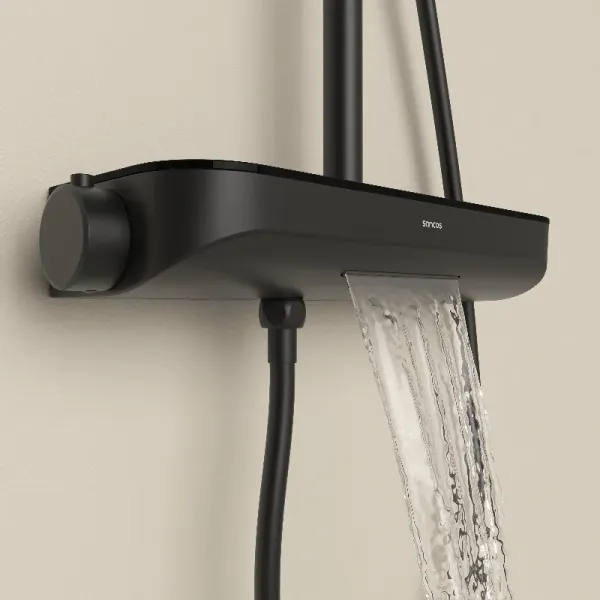 Душевая система Sancos Teo SC11002MB, термостатическая, черная матовая
