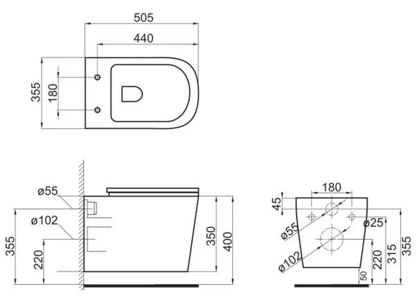 BB132CHR BelBagno VENETO Унитаз подвесной безободковый с креплением с сиденьем микролифт BB132SC