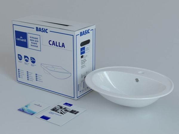 Cersanit. Раковина встраиваемая Calla 54 на столешницу, круглая, 1 отв., белый, S-UM-Cl/1-w