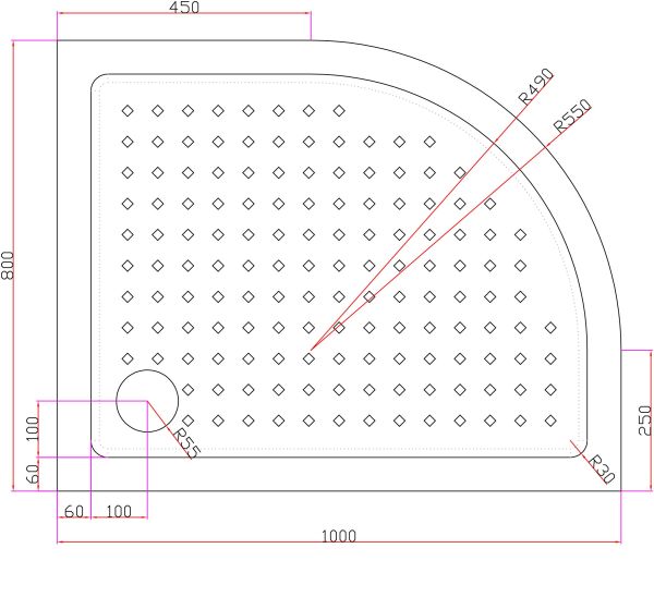 АКРИЛОВЫЙ ПОДДОН CEZARESTRAY-A-RH-100/80-550-15-W-R