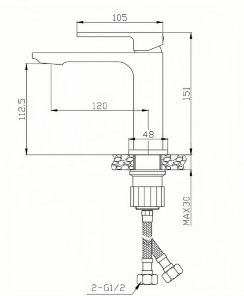 Смеситель для раковины BelBagno Luce LUC-LVM-NERO