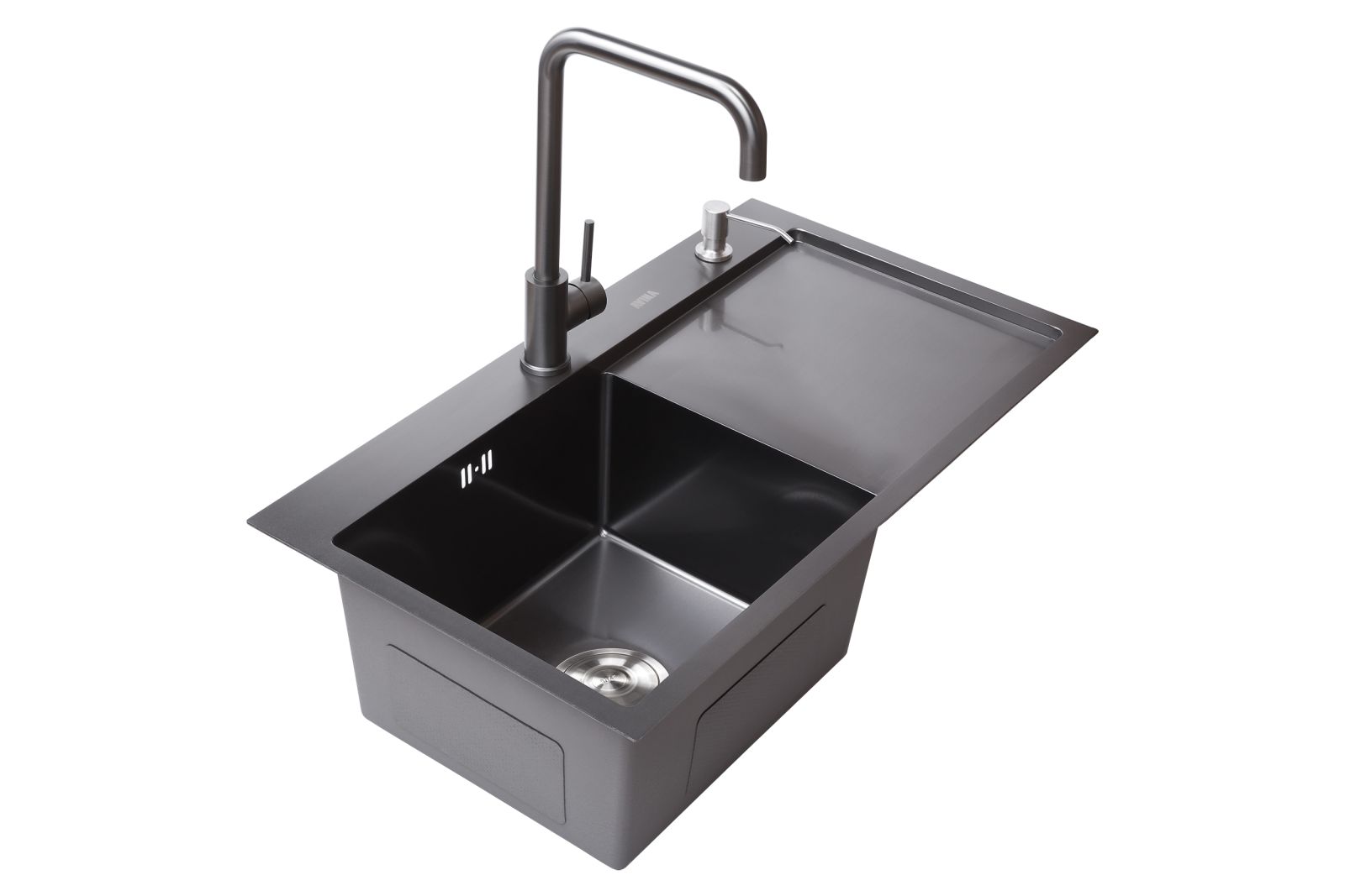 КУХОННАЯ МОЙКА AVINA  HM7843 ЛЕВАЯ  ЧЕРНАЯ