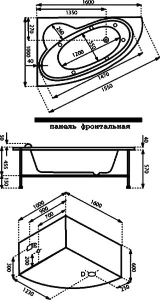 Ванна  САГРА  Левая  1600х100