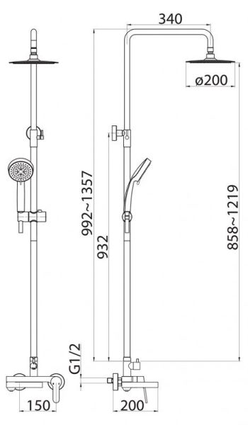 Душевая стойка BelBagno DELTA DEL-VSCM-IN Сатин