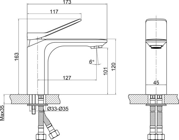 Смеситель для раковины Cersanit  ODRA, сливной гарнитур, 63050