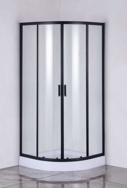Душевой уголок TA-09091CB, полукруг,прозр.стекло 6мм,черный профиль 90*90*180см