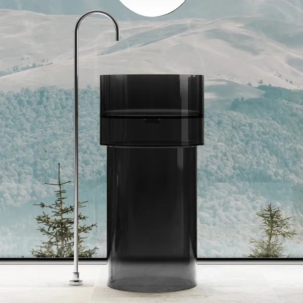 Раковина отдельностоящая прозрачная ABBER Kristall AT2701Onyx черная