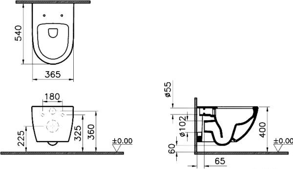 Унитаз подвесной VitrA Sento 7748B003-0075 +сид микролифт 120-003-009 Sento сиденье тонкое, дюропласт, микролифт, металл. петли