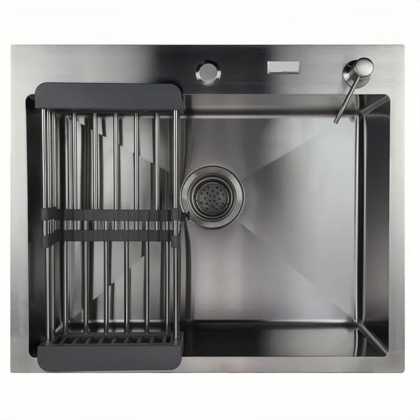 Мойка врезная AGATA C6050-AR Сатин 60х50 см с круглым отверстием 1,0 мм, глубина 220 мм сифон, каландер, дозатор