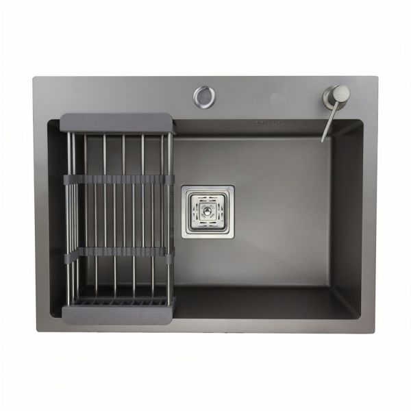 Мойка врезная AGATA B6045-AS Графит 60х45 см с квадратным отверстием3,0 х 1,0 мм, глубина 210 мм сифон, коландер, дозатор