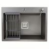 Мойка врезная AGATA C6050-АS Сатин 60х50 см с квадратным отверстием3,0 х 1,0 мм, глубина 220 мм сифон, коландер, дозатор