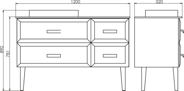COMFORTY. Тумба-умывальник Империя-120 белый глянец с антрацитовой столешницей, с раковиной COMFORTY 78189
