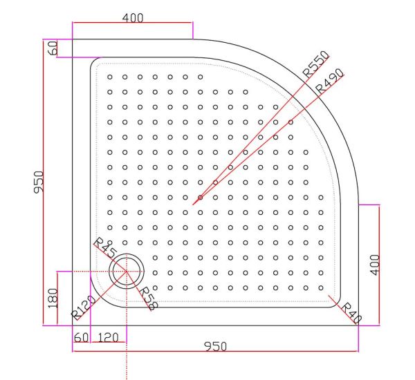 АКРИЛОВЫЙ ПОДДОН CEZARESTRAY-A-R-95-550-15-W