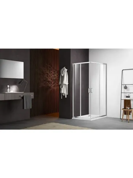 Душевой уголок квадратный, двери раздвижные 200х90x90, хром  Aquatek