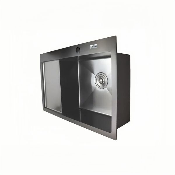 Мойка врезная AGATA C7851R-R Сатин 78х51 см с круглым отверстием 1,0 мм, глубина 220 мм сифон, каландер, дозатор