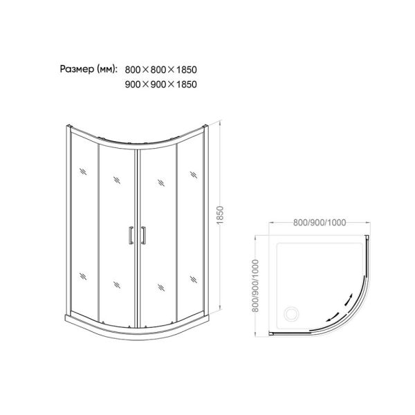 Veconi Душевой угол Veconi RV-01 Арт.RV01-90PL-01-19C1 Стекло прозрачное/6мм