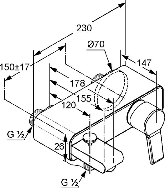 O-CEAN Смес.  Ванны-душа без аксесуаров хром 387700575 KLUDI  Германия