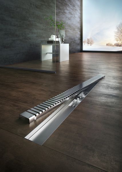 Симпл Желоб водоотводящий L 550 мм, с порогами для перфорированной решотки, сгоризонтальным стоком