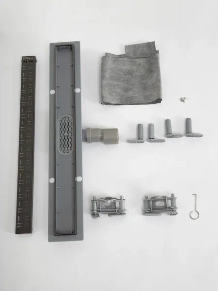 Душевой трап (лоток) BelBagno Uno BB-LD-UNO-70-GM 70 см, с решеткой, перфорированный, оружейная сталь матовый